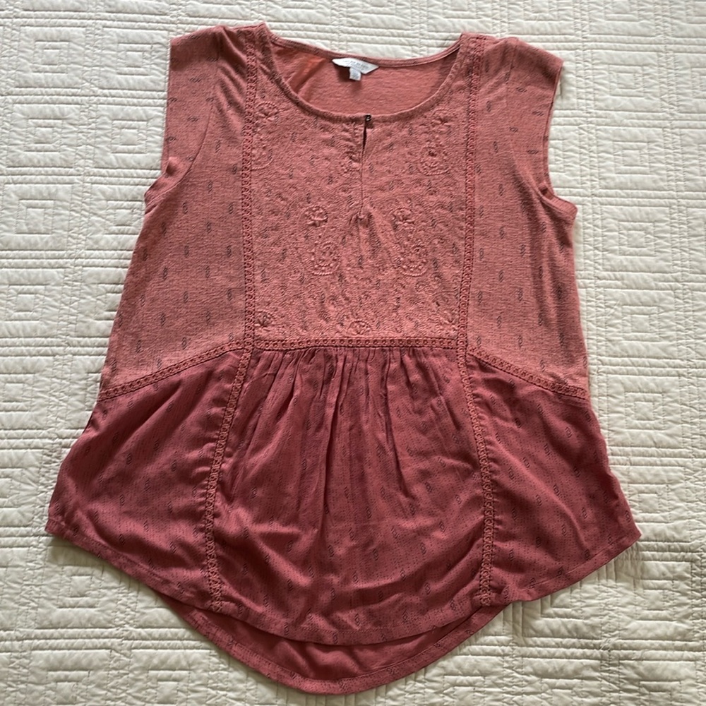 Lucky Brand Boho Capped Sleeve Shirt Size M